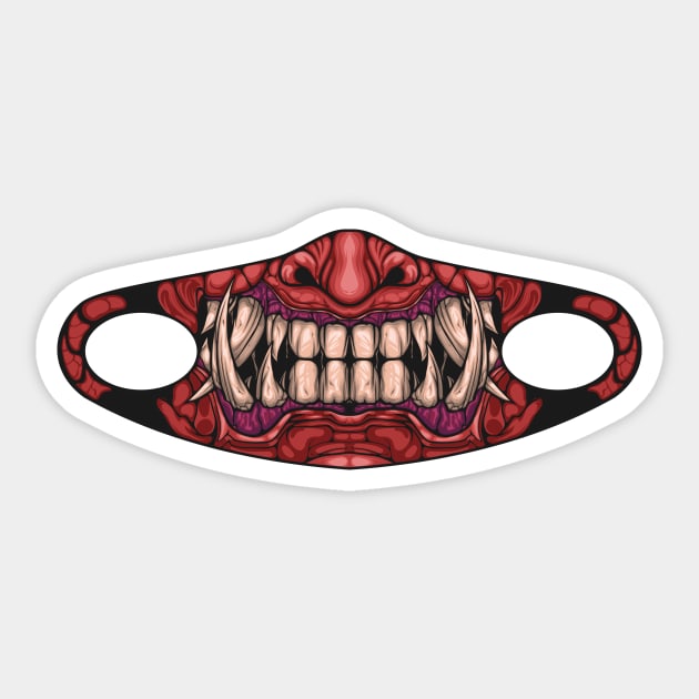 Oni Mask Red Sticker by HappymanStudio